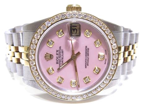 pink rolex watch women|Rolex pink face with diamonds.